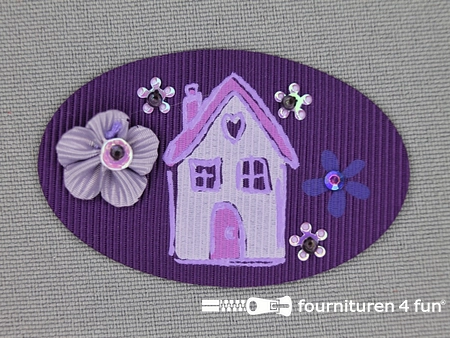 Decoratieve 3D applicatie - 34x52mm - huis - paars