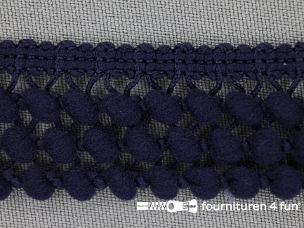 COUPON 9 meter (2 stukken, 7,6 + 1,4 meter) Mini bolletjesband 24mm marine blauw