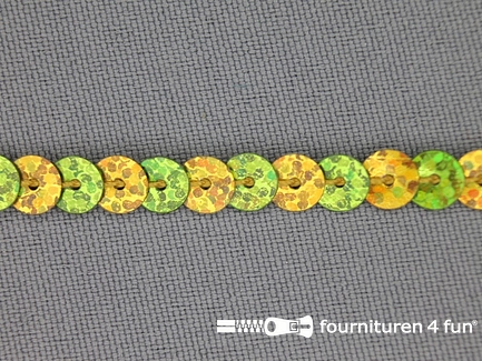 Pailletten band 6mm hologram goud - lime groen
