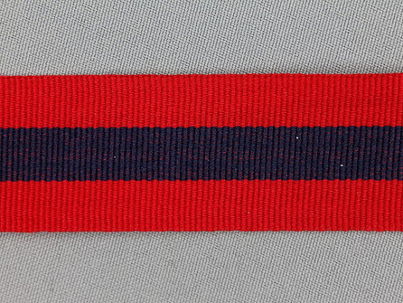 Ripsband met strepen 30mm rood - marine blauw