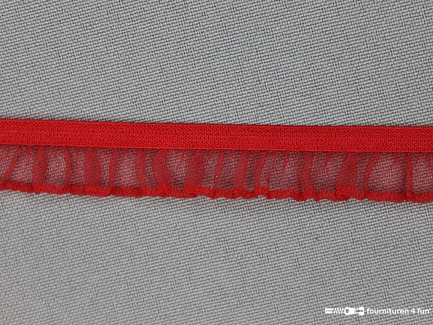 Elastisch ruche band 14mm rood