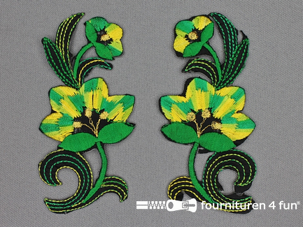 Bloem applicatie 100x47mm groen - geel - per paar