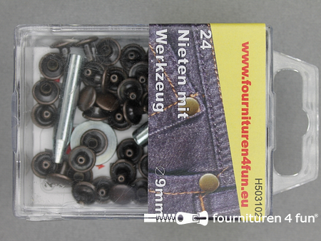 Siernieten 9mm - rood brons - 24 stuks