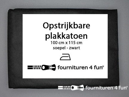 Opstrijkbare plakkatoen - soepel - zwart - 1 meter x 115cm 