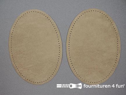 Elleboogstukken / Kniestukken - ovaal - suèdine - 140x100mm - beige