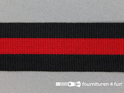 Ripsband met strepen 30mm zwart - rood