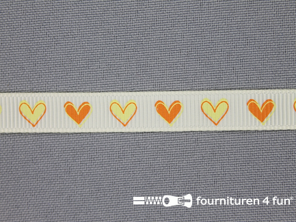 Deco lint 10mm hartjes geel - oranje