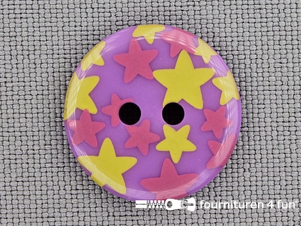 Kinder knoop 18mm ster roze - lila - geel