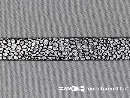 Metallic steampunk band 15 mm zwart - zilver