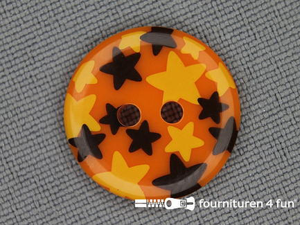Kinder knoop 18mm ster oranje - geel - bruin