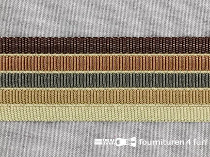 Gestreept tassenband 38mm beige - bruin - grijs