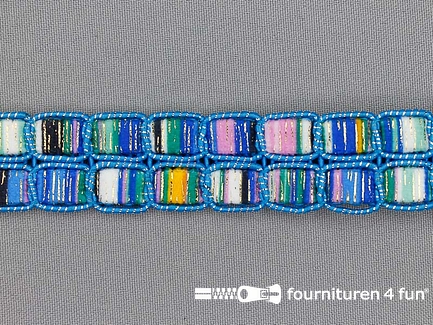 Jacquard band 24mm multicolor blauw