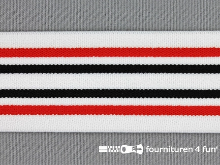 Elastiek gestreept 40mm rood wit zwart