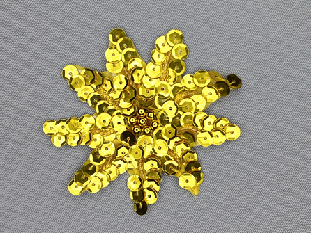 Pailletten applicatie 70x70mm bloem goud