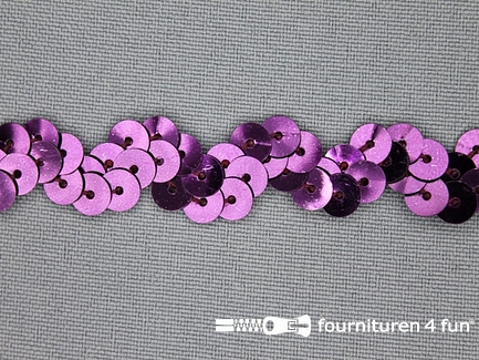 Kaart 20 meter pailletten zigzag band 15mm aubergine paars