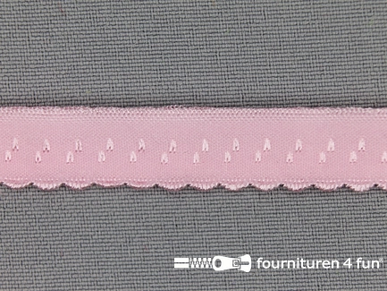Luxe elastische biasband 12mm licht roze