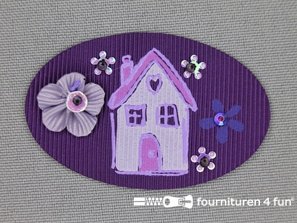 Decoratieve 3D applicatie - 34x52mm - huis - paars