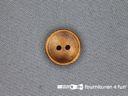 Houten knoop 15mm glad donker