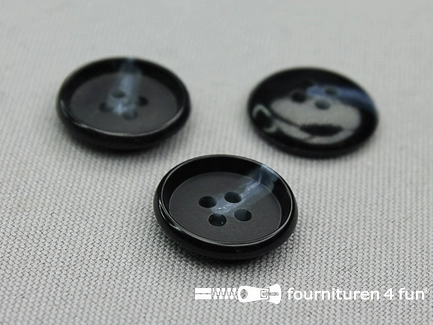 Kunststof design knoop - 18mm - gemêleerd donker blauw zwart