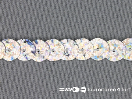 Pailletten band 10mm glitter zilver met hologram