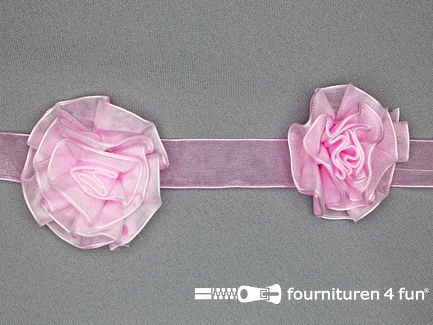 Bloemenkant 3D - 60mm - barbie roze - wit