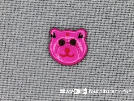 Kinder knoop 13mm beertje fuchsia roze