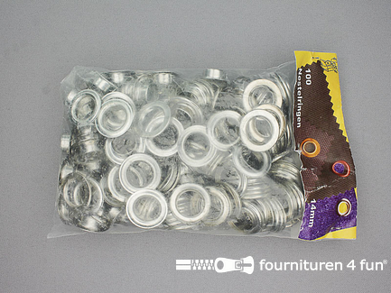 Navulling Ringen en schijven - 14mm - zilver - 100 stuks - zonder gereedschap
