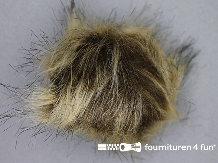 Bont pompon 8cm beige bruin