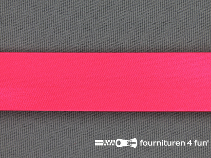 Rol 25 meter satijnen biasband 18mm neon roze