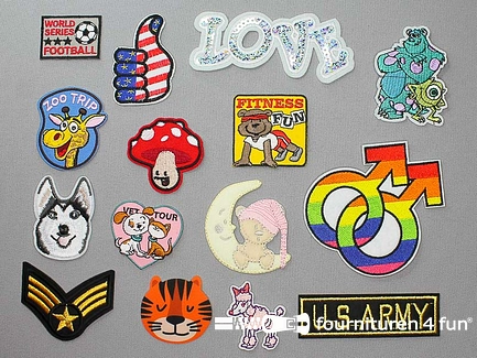 Collectie strijkapplicaties - 15 delige set - opstrijkbare patches