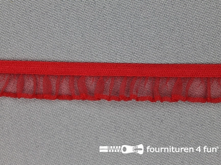 Elastisch ruche band 14mm rood