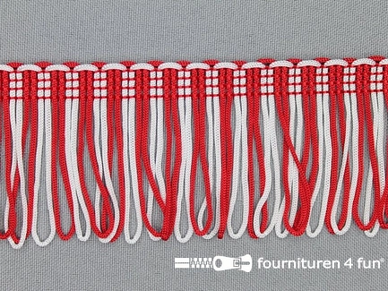 Kaart 20 meter charleston franje - 45mm - rood / wit