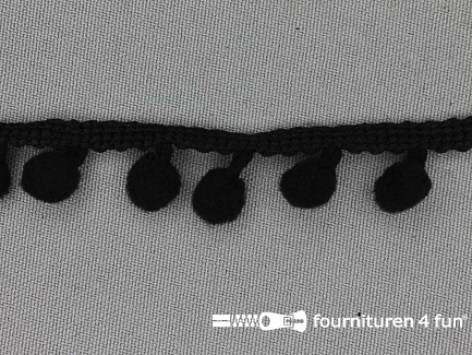COUPON 6,4 meter (2 stukken, 5,2 + 1,2 meter) Bolletjesband 17mm zwart