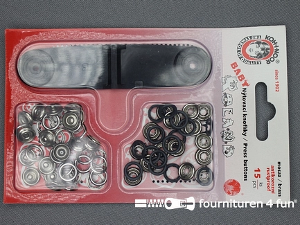 Baby drukknopen - 9,7mm - donker grijs - 15 stuks