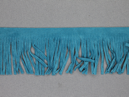 COUPON 3,8 meter (3 stukken, 1,2 + 1,6 + 1 meter) Western franje 50mm aqua blauw