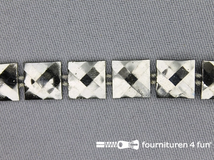 COUPON 2,6 meter Strass band 10mm vierkant zwart zilver