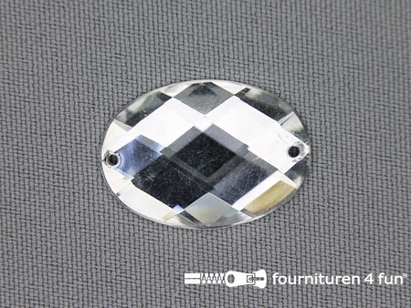 10 stuks Strass stenen ovaal 25x18mm zilver