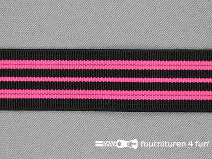 Gekleurd elastiek 20mm zwart - neon roze