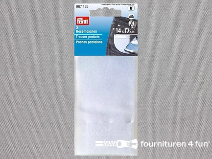 Prym broekzakken - 2 stuks - opstrijkbaar katoen wit - 14x17cm - 967135