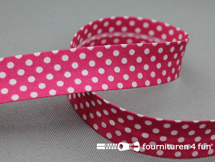 Print bias fuchsia roze met witte stippen