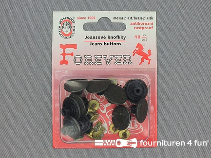 Jeansknopen - 17mm - oud messing - lauwerkrans - 10 stuks - B-KEUZE