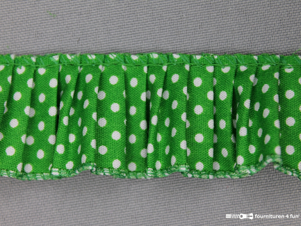 Plissé band 32mm stippen gras groen
