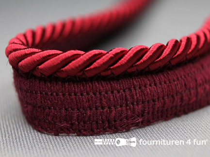 COUPON 3,6 meter Gedraaid paspelband 18mm bordeaux
