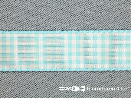 Ruitjes lint 15mm baby blauw