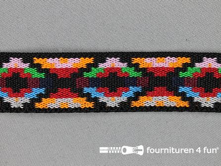 Elastiek met Inca motief 25mm multicolor (3)