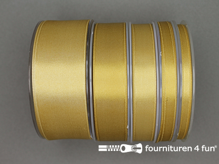 Rol 25 meter satijn lint 9mm goud geel