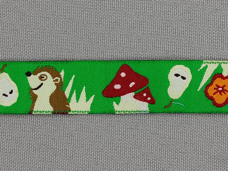 Kinderband 16mm paddenstoel - egel groen