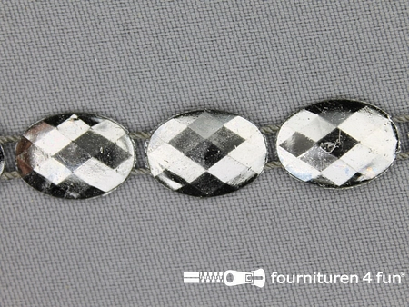 Strass band 12mm ovaal zwart zilver