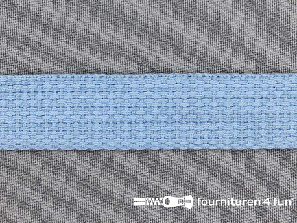 Katoen-look tassenband 20mm licht blauw