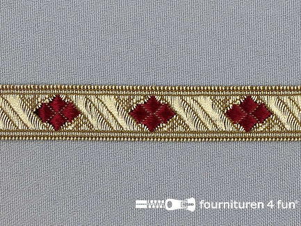 Sinterklaasband 15mm goud - bordeaux rood
